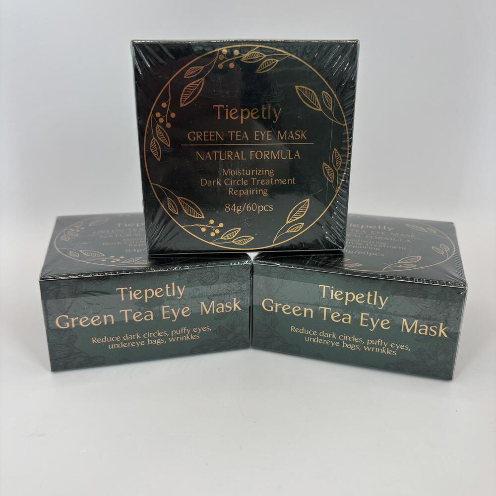 3 Tiepetly 60Pcs Under Eye Masks – Collagen Green Tea – Hydrate Anti-Aging – NEW